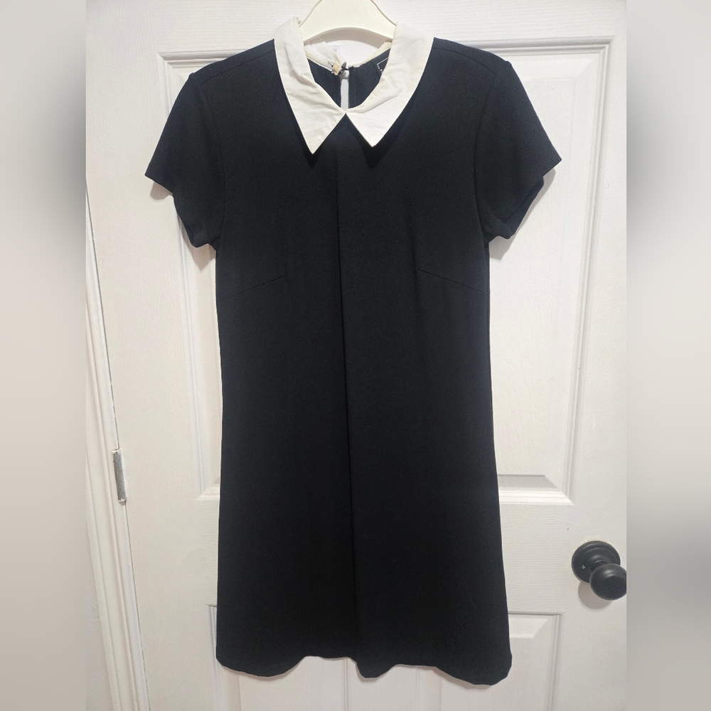 Girls Chic Black Dress with White Collar